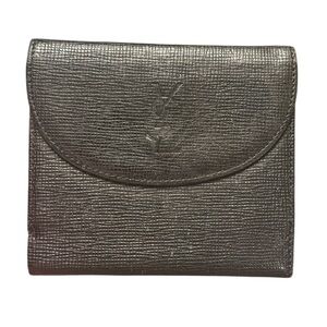 Yves Saint Laurent Vintage Black Leather Snap Wallet Vintage Embossed YSL 80’s